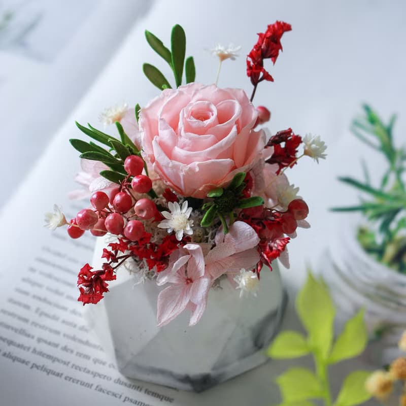 石膏擴香桌花-主花不凋花款 香氛擺飾 永生桌花 辦公療癒小物