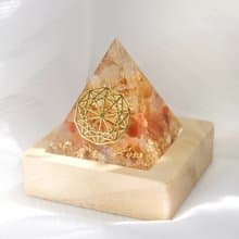 【白水晶+黃水晶+紅兔毛】奧根能量塔Orgonite (6cm/5cm/4cm)