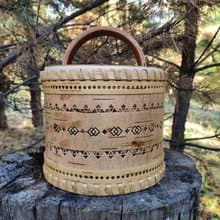 Birch bark box, birch bark canister, tea box