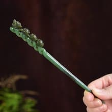 和田玉碧玉髮簪 簡單大方 尺寸約192.3*17.8*8,8mm 重約28.1克