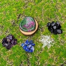 天然能量紅綠寶石小小愛心消磁盤x天然水晶消磁石凈化充電套組