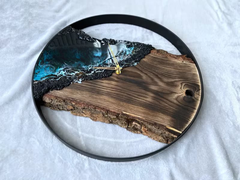 Loft wood Beach wall clock, resin ocean clock with sea shell 壁飾 掛鐘 藍染 女 禮物 入厝禮物