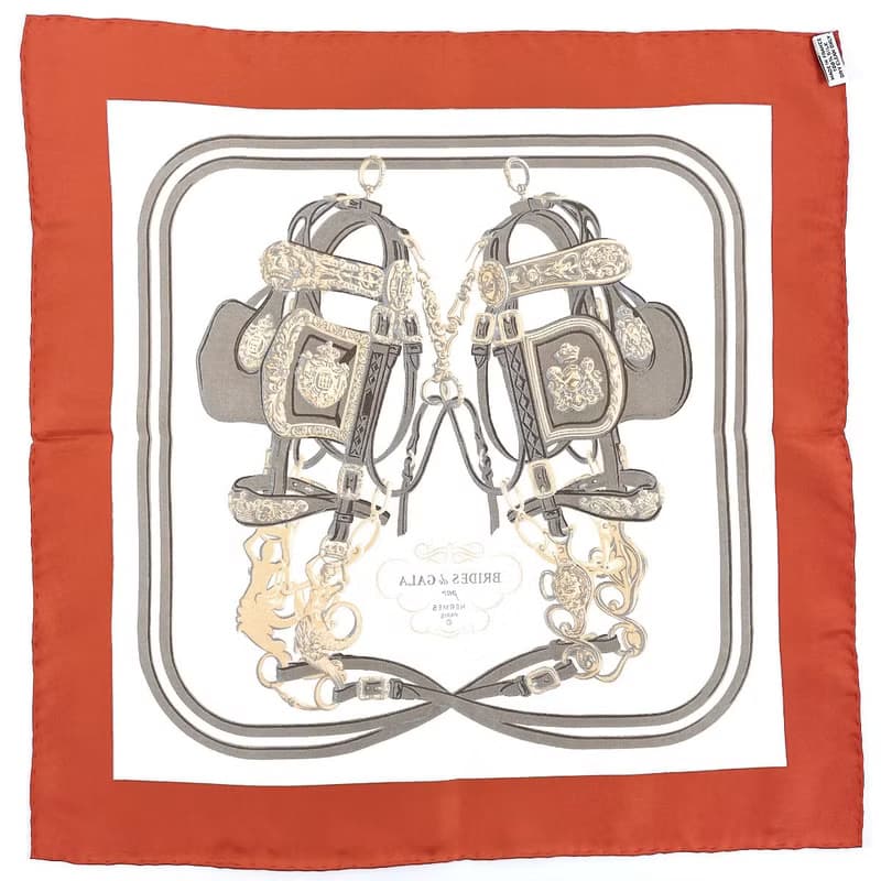 【日本直送 中古美品】エルメス HERMES カレ 45 プチカレ スカーフ 正方形 BRIDES de GARA ブリッド ドゥ ガラ シルク100%