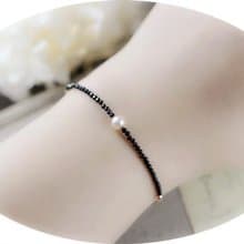 仕事運  成功運  才能の開花 ブラックスピネルと淡水パールのブレスレット