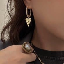 14K真金注金彩色鋯石愛心吊墜耳環 | 生日 情人節禮物 禮盒