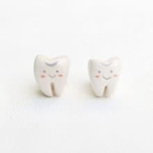 牙齒  耳環 / 可愛 / 俏皮 / 手繪 / 可改耳夾