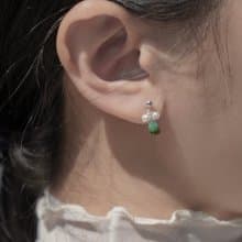 SV925 天然祖母綠珍珠耳環(耳夾) 球球耳針