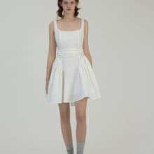 花束圓舞曲 芭蕾風綁帶方領連身裙