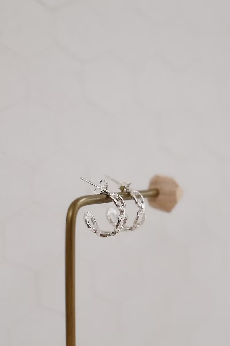 個性小姐鎖鏈純銀耳環 | 簡約 中性 圓圈925純銀耳環 閨蜜禮物