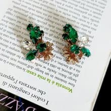 vintage jewelry 高雅綠白萊茵纏枝花卉  夾式耳環