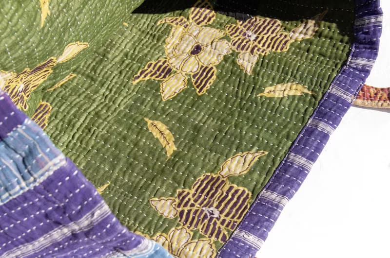手縫紗麗布側背包/刺繡側背包/刺繡肩背包/手縫紗麗線側背包-花朵