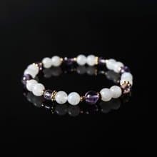 輕設計系列 // 月光石紫水晶 手鍊 // 內在療癒 桃花 智慧 洞察