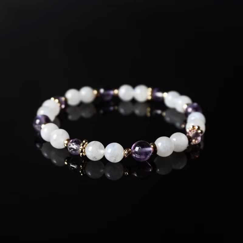 輕設計系列 // 月光石紫水晶 手鍊 // 內在療癒 桃花 智慧 洞察