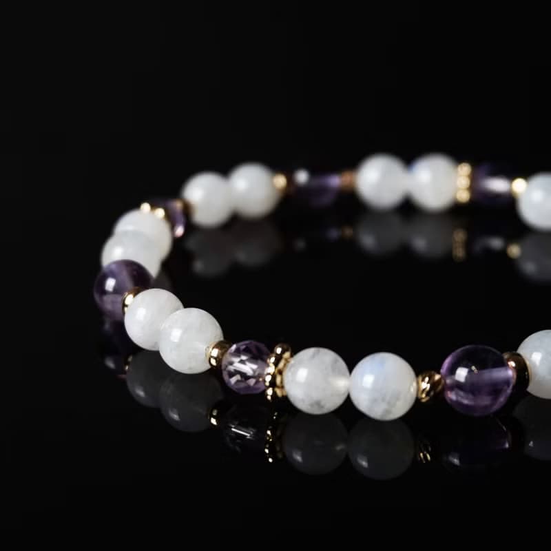 輕設計系列 // 月光石紫水晶 手鍊 // 內在療癒 桃花 智慧 洞察