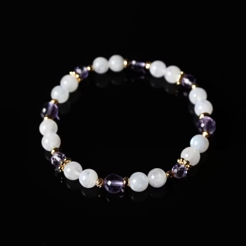 輕設計系列 // 月光石紫水晶 手鍊 // 內在療癒 桃花 智慧 洞察