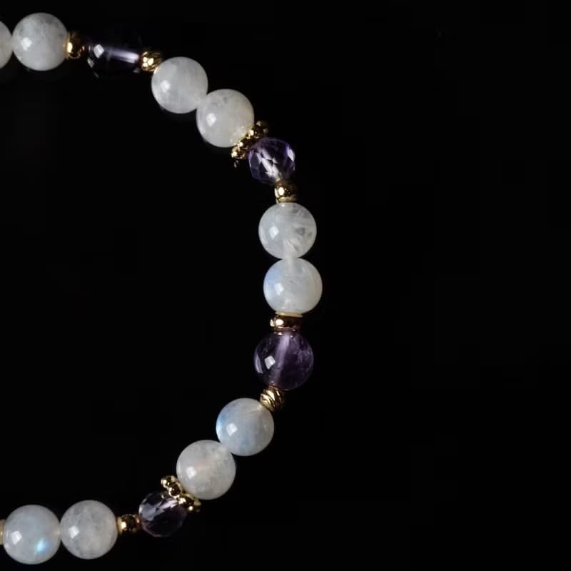 輕設計系列 // 月光石紫水晶 手鍊 // 內在療癒 桃花 智慧 洞察
