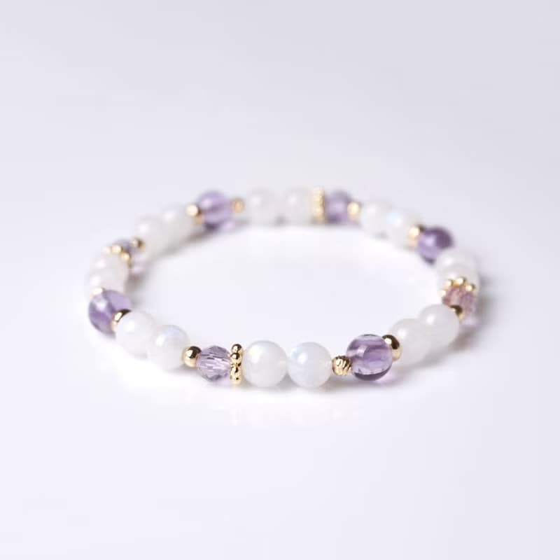 輕設計系列 // 月光石紫水晶 手鍊 // 內在療癒 桃花 智慧 洞察