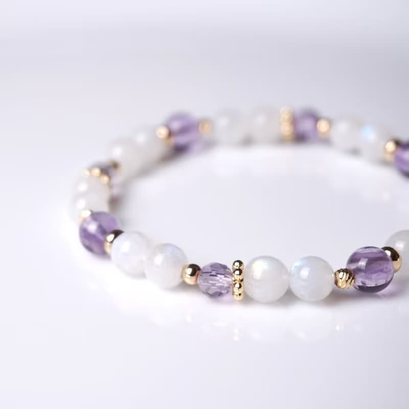 輕設計系列 // 月光石紫水晶 手鍊 // 內在療癒 桃花 智慧 洞察