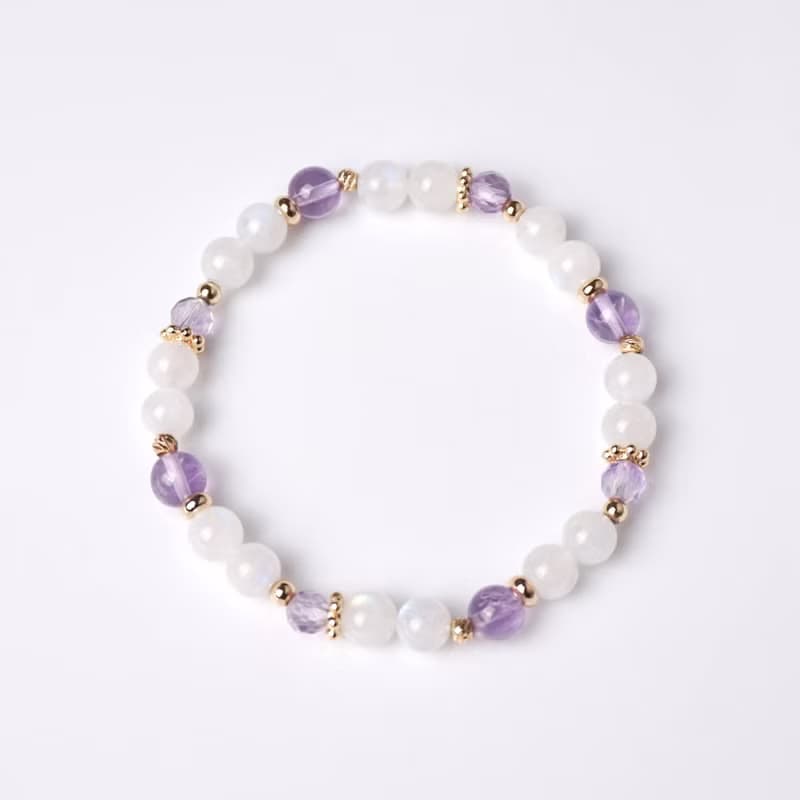 輕設計系列 // 月光石紫水晶 手鍊 // 內在療癒 桃花 智慧 洞察