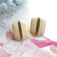 Vintage Jewelry 西洋古董飾品 Napier 奶白琺瑯 簡約 針式耳環