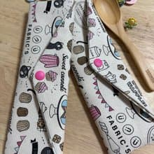 文青風環保純棉筷袋 貓咪下午茶 原胚卡其 竹林聽風 厚實手感 童