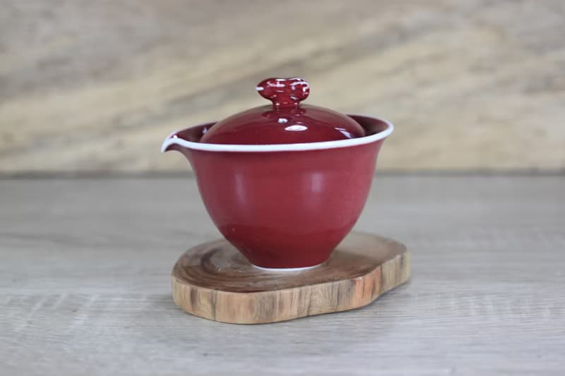 【母親節禮物】石榴 銅紅釉 發昇蓋碗 蓋杯 鶯歌葉敏祥作品