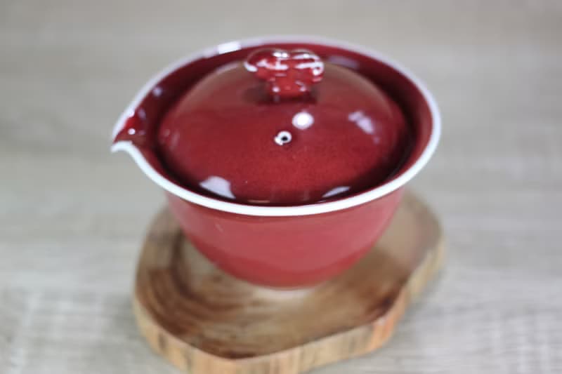【母親節禮物】石榴 銅紅釉 發昇蓋碗 蓋杯 鶯歌葉敏祥作品