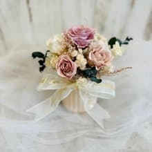 精緻永生花祝賀小桌花 粉霧色