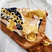 中古品連盒 CELINE 凱旋門鏈條絲巾頸巾圍巾領巾圍脖披肩蓋毯毛毯