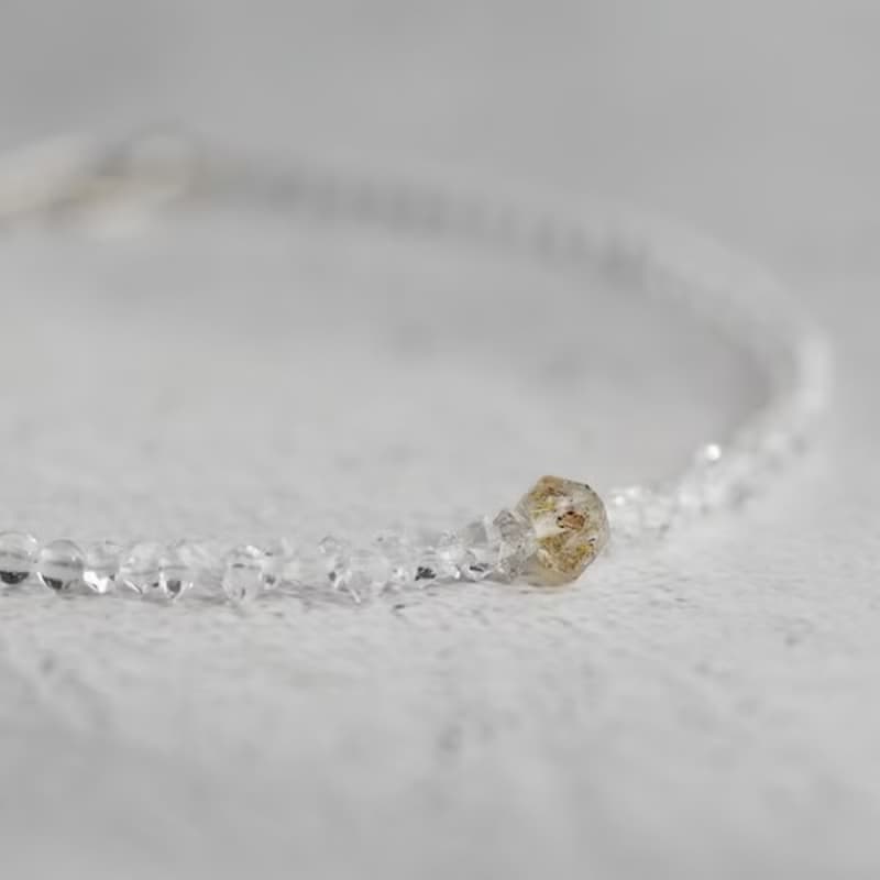 オイルインクォーツとハーキマーダイヤモンド・水晶のブレスレット【誕生石】