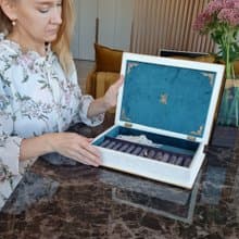 Large white jewelry organizer box Antique jewelry box for women Jewelry box wood