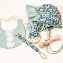 Handmade by Mina 寂靜藍彌月四件套組 生日禮物 贈緞帶禮盒