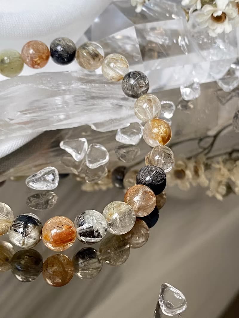 雪霜彩髪手串||彩髮晶/水晶/手串/手鍊