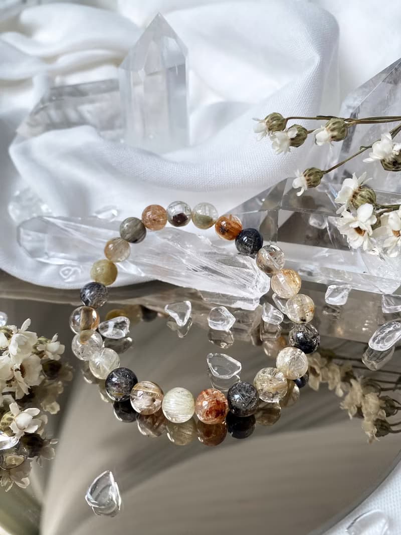 雪霜彩髪手串||彩髮晶/水晶/手串/手鍊