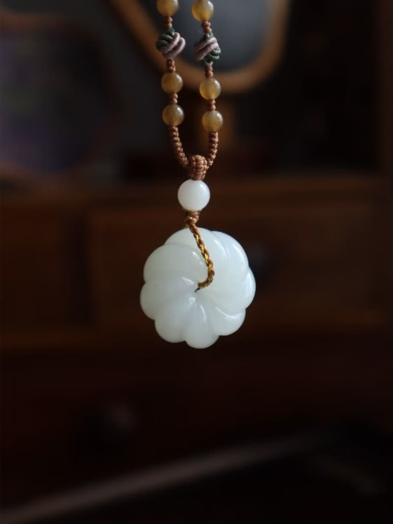 天然和田玉羊脂玉平安扣項鏈新疆且末老料和田玉項鏈白潤細膩平安