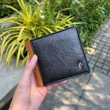 VEGAN COIN WALLET - Black and Walnut Brown and black