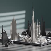 【英國 Skyline】豪華不鏽鋼 城市西洋棋-世界地標版 (2款棋盤)