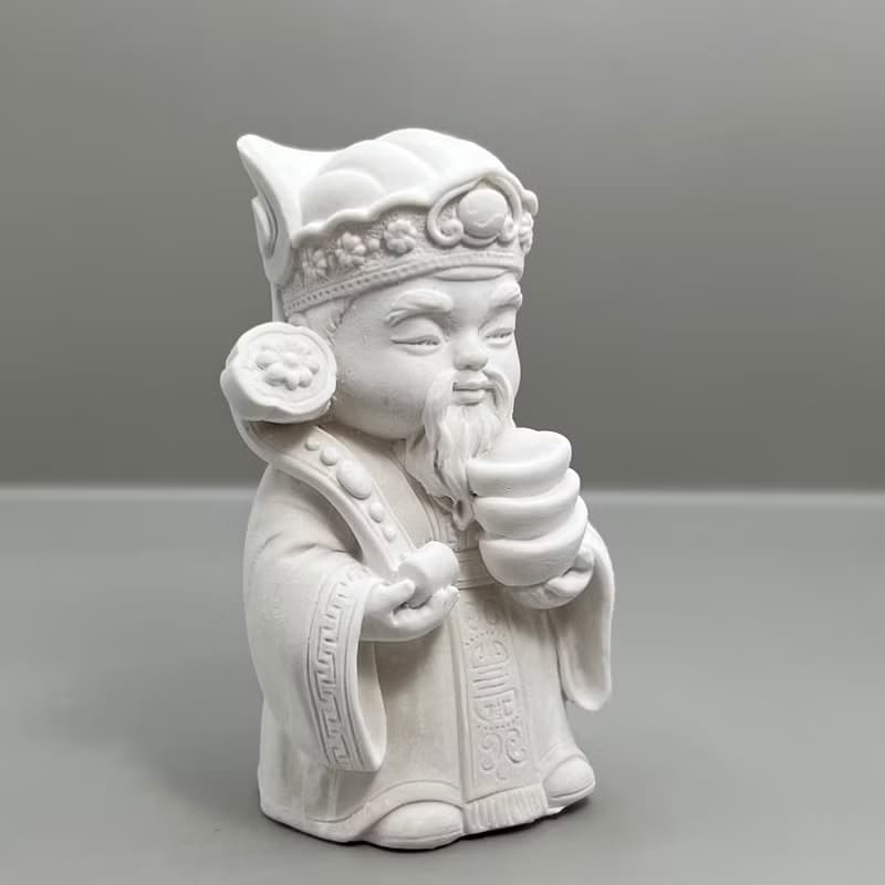 文青簡約風 淨念吉祥之財神爺/土地公 原木底座系列 搭配永生花瓶