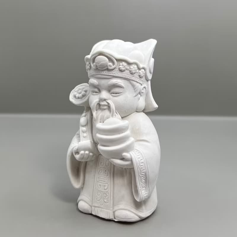文青簡約風 淨念吉祥之財神爺/土地公 原木底座系列 搭配永生花瓶