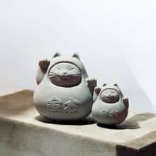 【禮物首選】不倒翁招財招福貓 清水灰