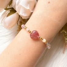 甜心能量 紅草莓晶拉長石紫水晶摩根石手鍊 生命靈數8號能量手鍊