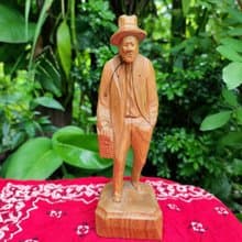 加拿大签名复古 Emile Caron 木雕老人雕塑