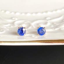 14KGF 尼泊爾藍晶石 4mm耳釘