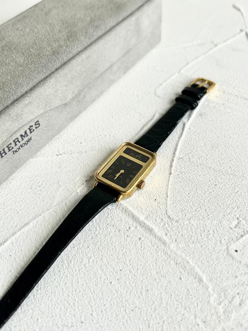 極稀有Hermes Tank 絕版黑金色古董錶 中古錶 二手錶 女裝手錶