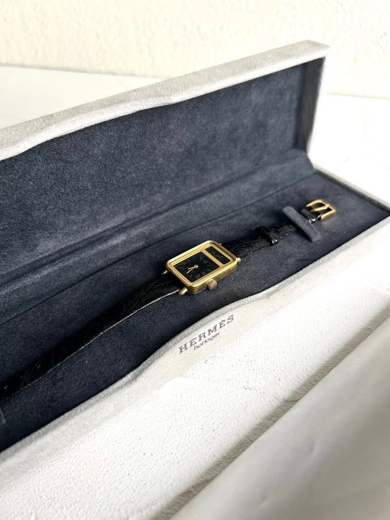 極稀有Hermes Tank 絕版黑金色古董錶 中古錶 二手錶 女裝手錶