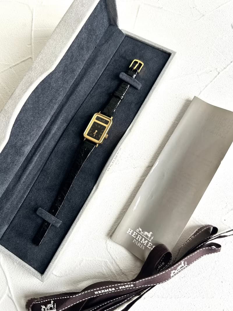 極稀有Hermes Tank 絕版黑金色古董錶 中古錶 二手錶 女裝手錶