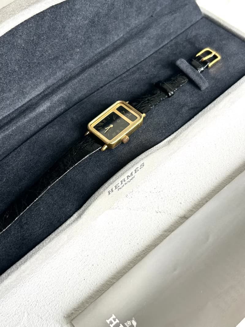 極稀有Hermes Tank 絕版黑金色古董錶 中古錶 二手錶 女裝手錶