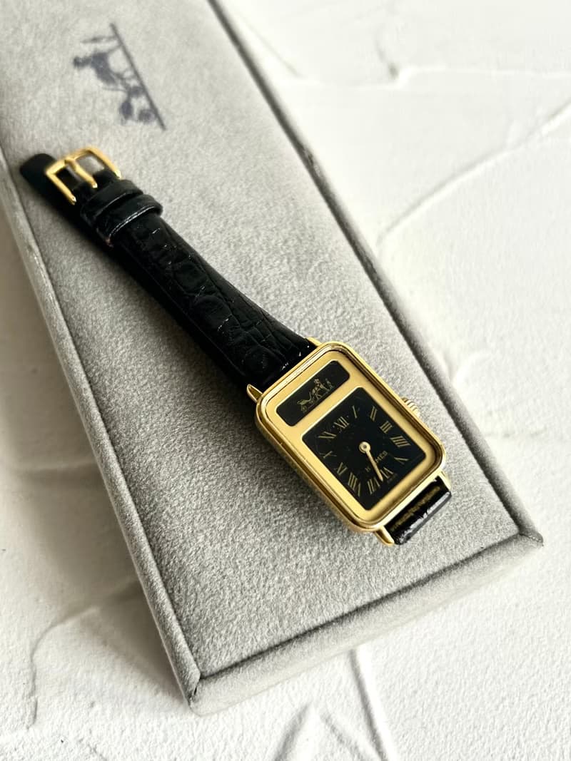 極稀有Hermes Tank 絕版黑金色古董錶 中古錶 二手錶 女裝手錶