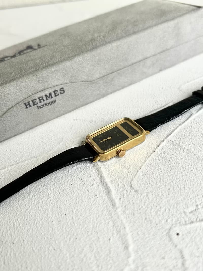 極稀有Hermes Tank 絕版黑金色古董錶 中古錶 二手錶 女裝手錶