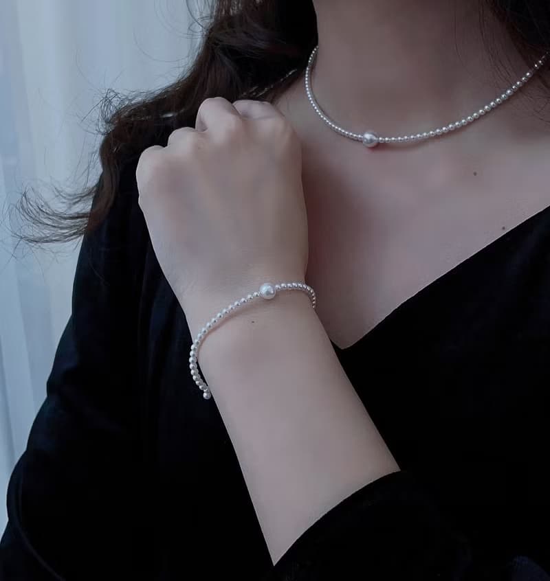 星光圓舞曲小米珠淡水珍珠手鍊輕珠寶真珠手環18K金手鍊